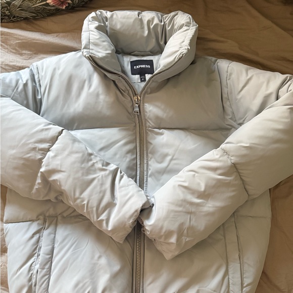 Express Light Gray Puffer Jacket - Picture 2 of 6